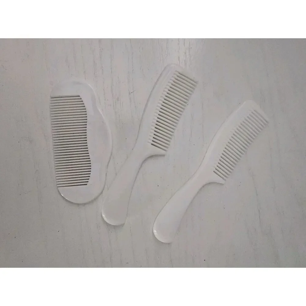 Vintage Clinique Hair Comb Wide Tooth Detangling White Hard Plastic Set‎ Of 3